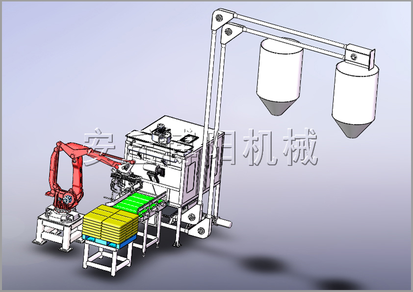 拆垛機(jī)械手+自動破袋機(jī)+管鏈?zhǔn)捷斔蜋C(jī)解決方案